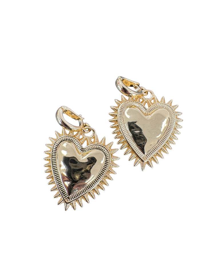 Gold Puffy Heart Retro Detachable Charm