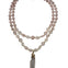 Layered Crystal Beaded Necklace with Quartz Pendant