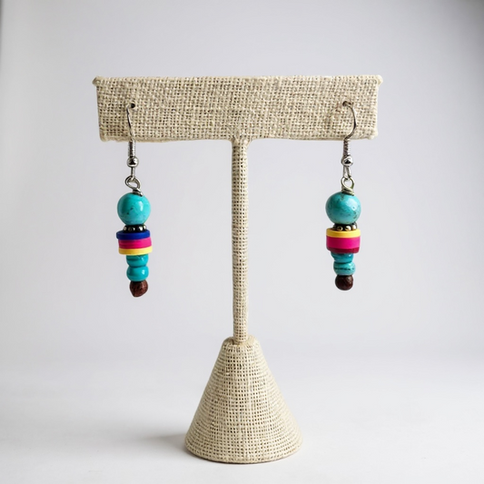Turquoise Colorful Bead Hook Earring