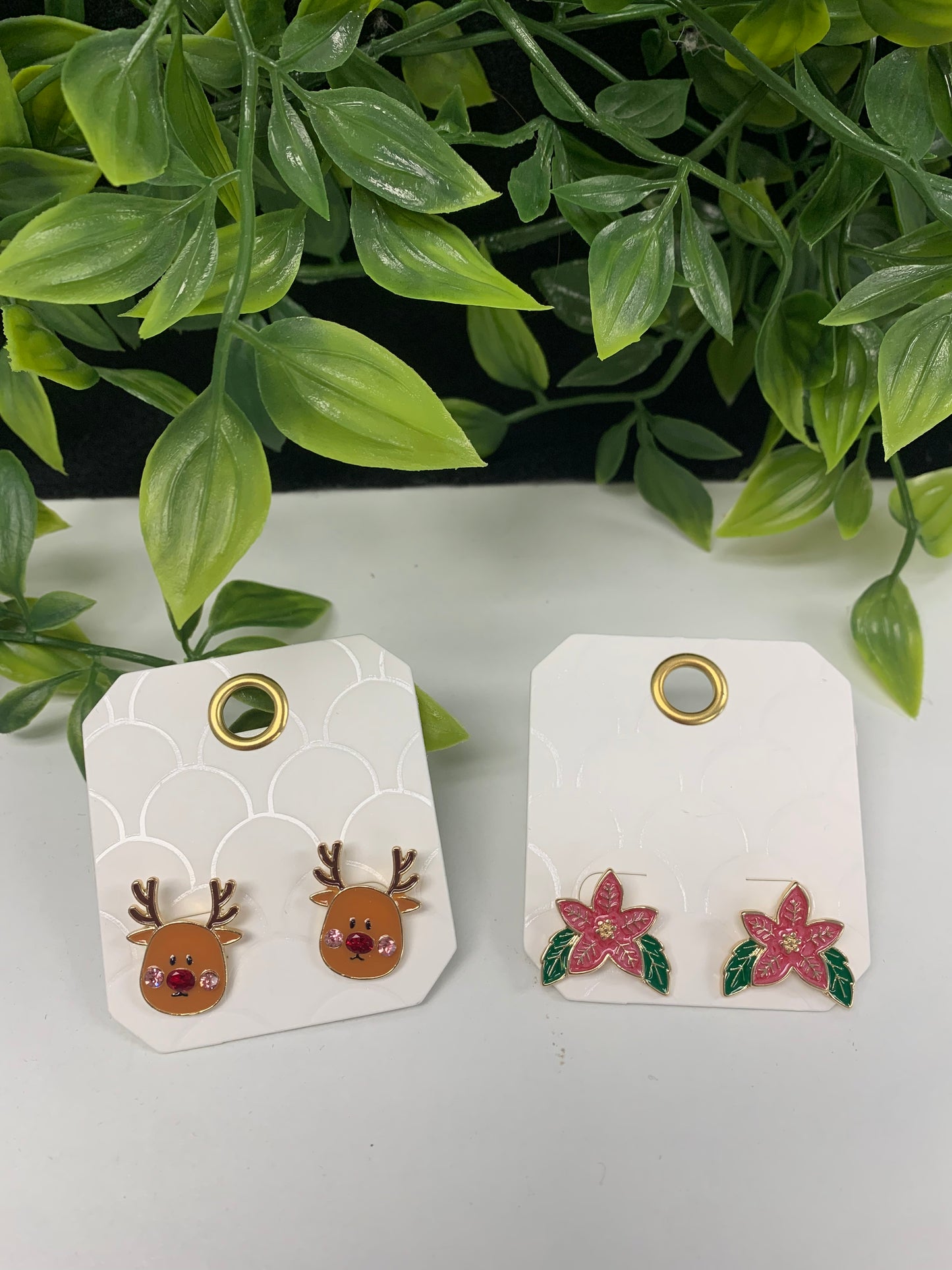 Holiday Reindeer or Poinsettia Earrings