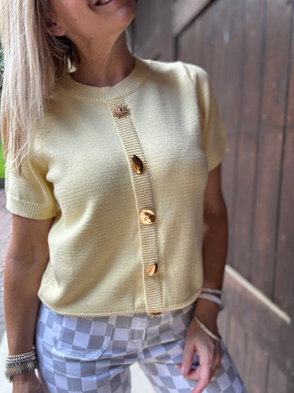 Decorative Button Soft Knit Sweater