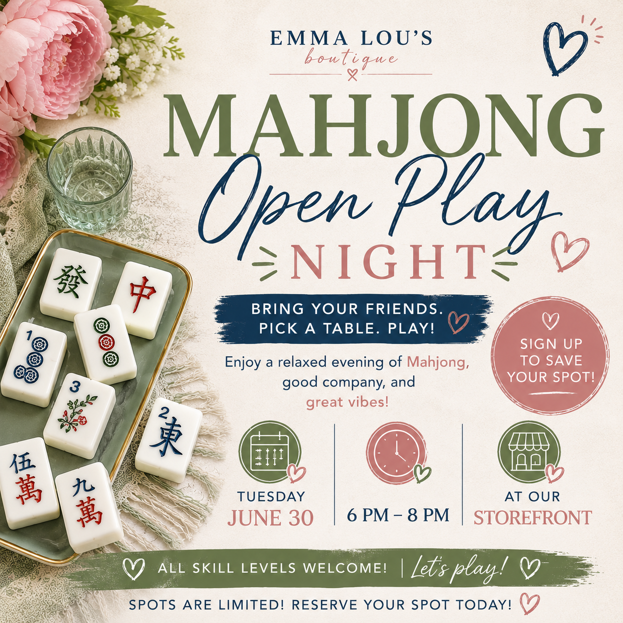 Mahjong Open Play June 30th