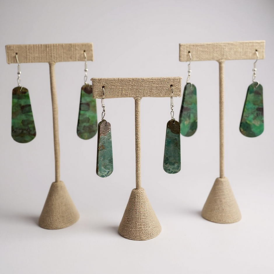 Natural Chrysocolla Drop Earrings