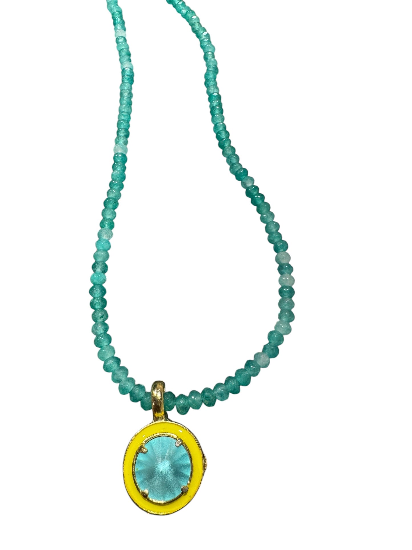 Tova Dakota Pendant Necklace Aquamarine & Yellow