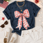 Navy Stars & Gingham Bow Graphic Tee