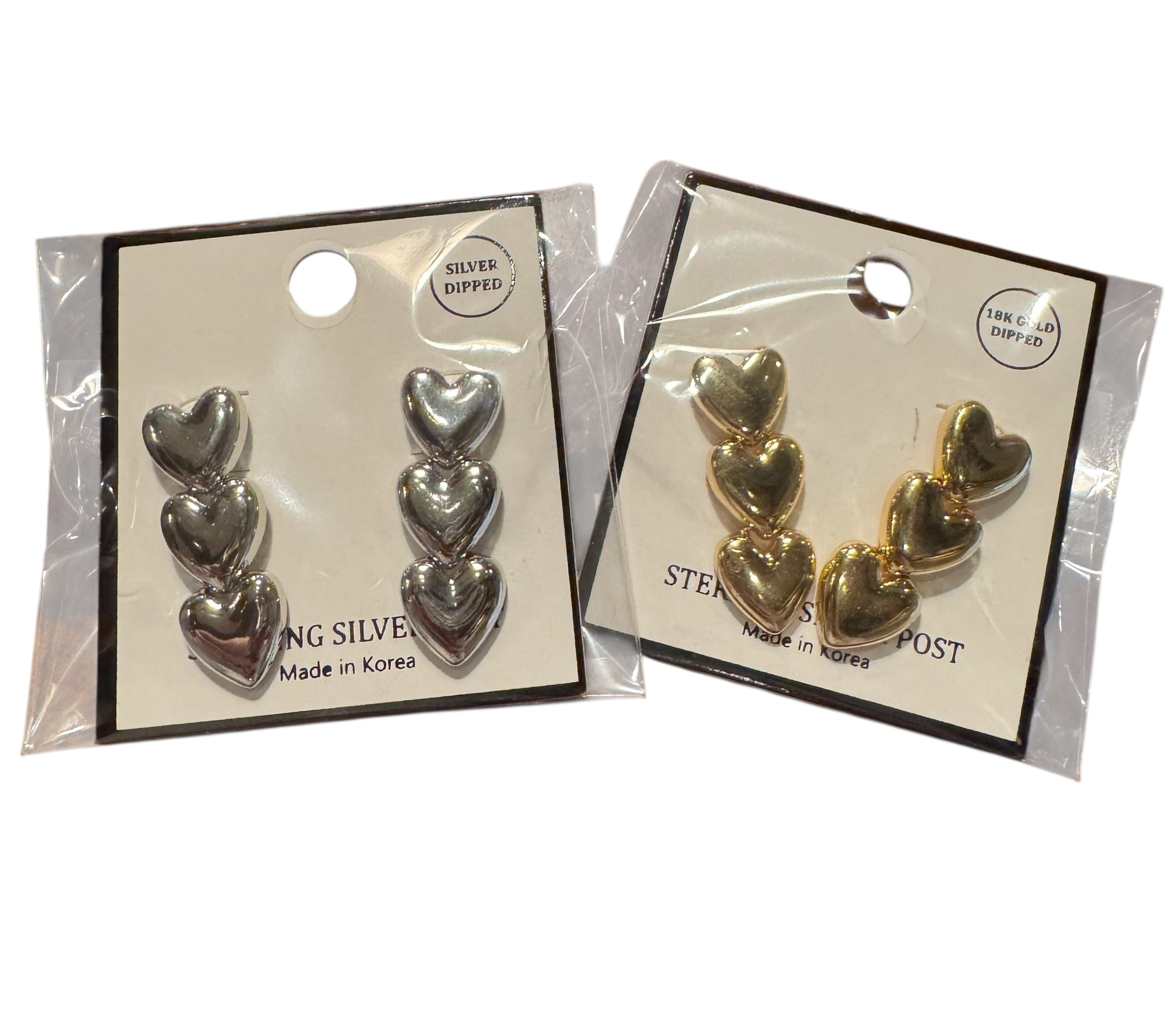 Puffy Triple Heart Earrings