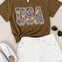 USA Leopard Patchwork Graphic Tee