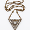 Vintage Chain Necklace with Rhinestone Triangle Sash Buckle