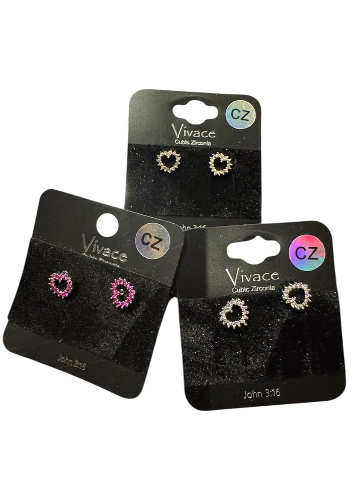 Mini CZ Heart Post Earring