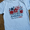 Embroidery Look "America Land of the Free" Flowers Graphic Tee