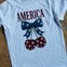 Embroidery Look "America" with Cherries Grpahic tee