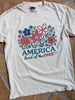 Embroidery Look "America Land of the Free" Flowers Graphic Tee