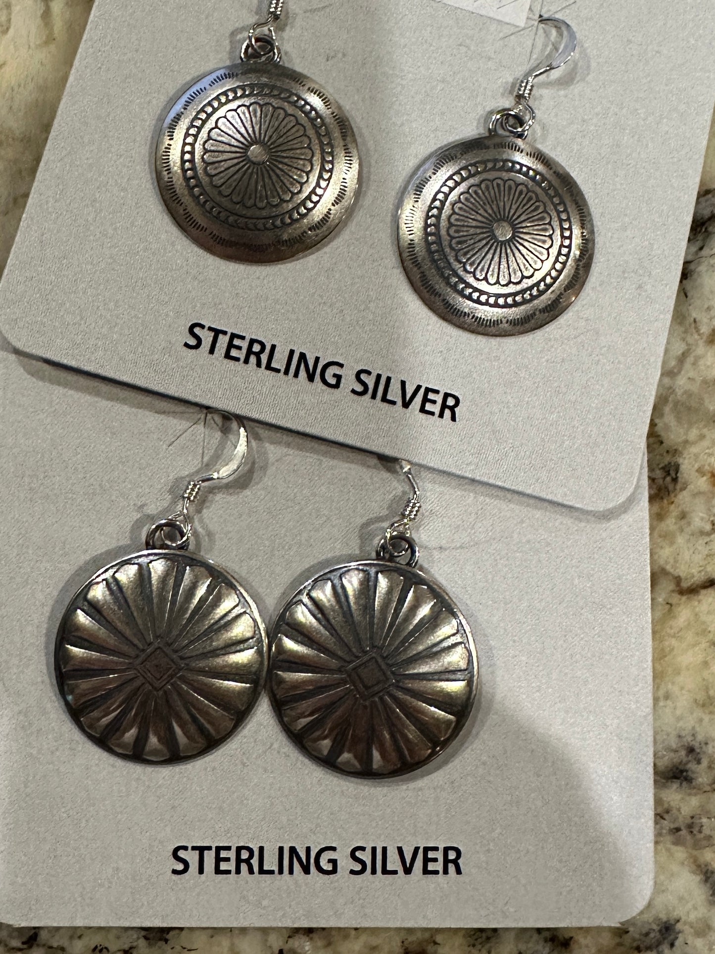 Sterling Silver Hook Back Medallion Earring