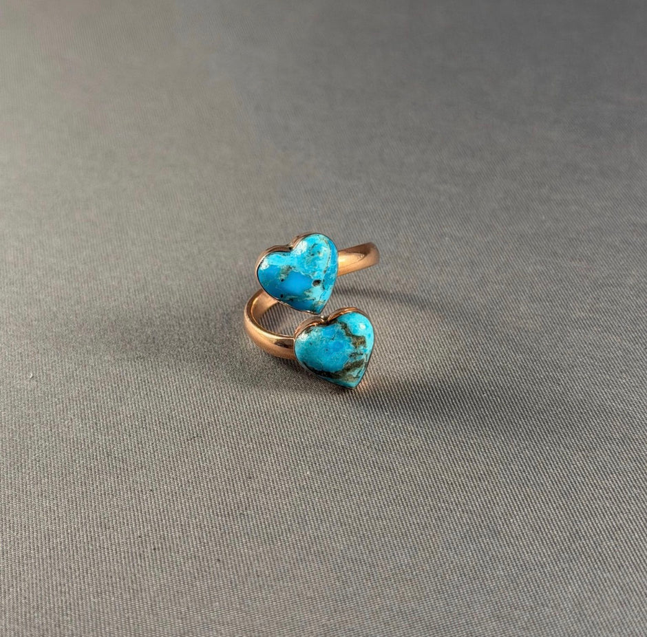 Copper Double Heart Adjustable Ring