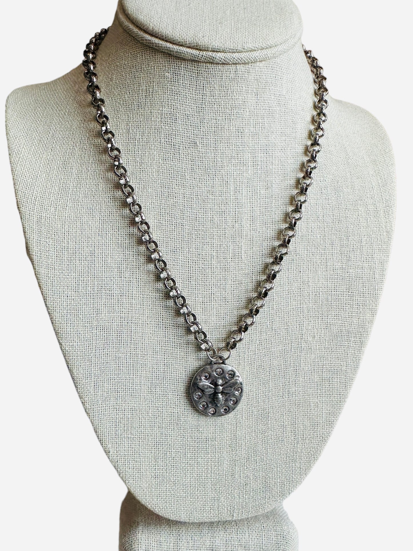 Erin Knight Crystal Circle Bee Necklace