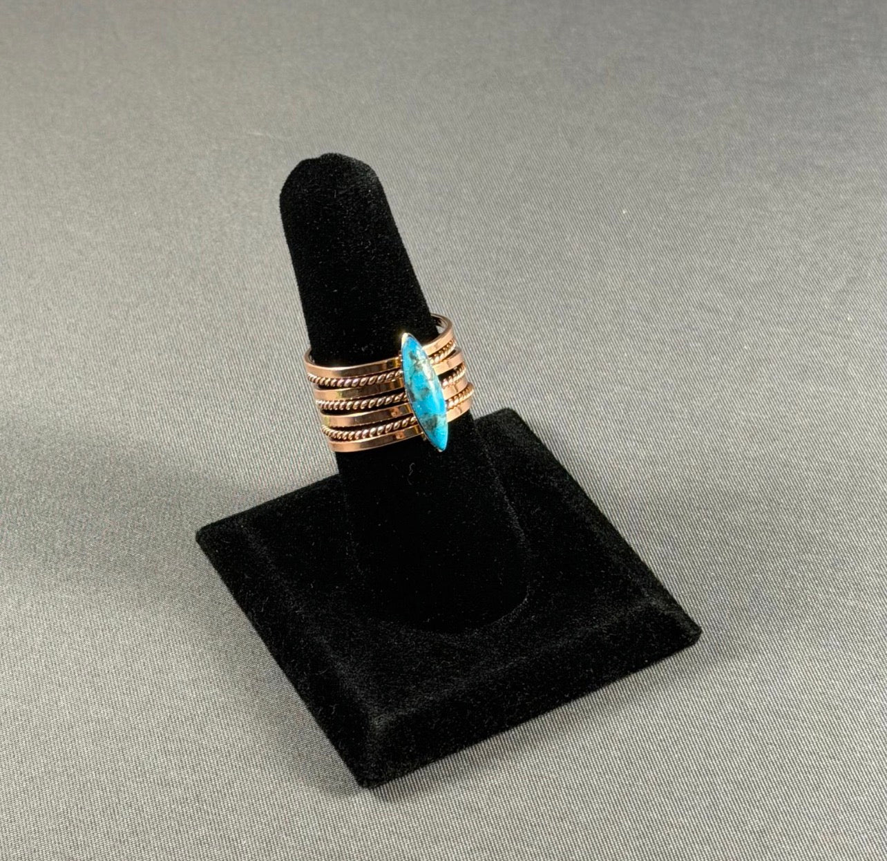 Copper Turquoise Diamond Spinner Ring