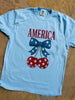 Embroidery Look "America" with Cherries Grpahic tee