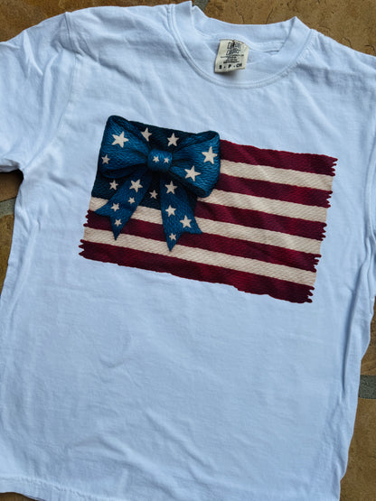 Embroidery Look American Flag Graphic Tee