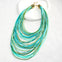 Bohemian Retro Colorful Leather Cord Necklace in Green