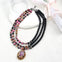 Natural Stone Bead Necklace Amethyst Oval Pendant Black and Purple