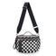 Oversized Nylon Double Zipper Checkered Crossbody in Black/White