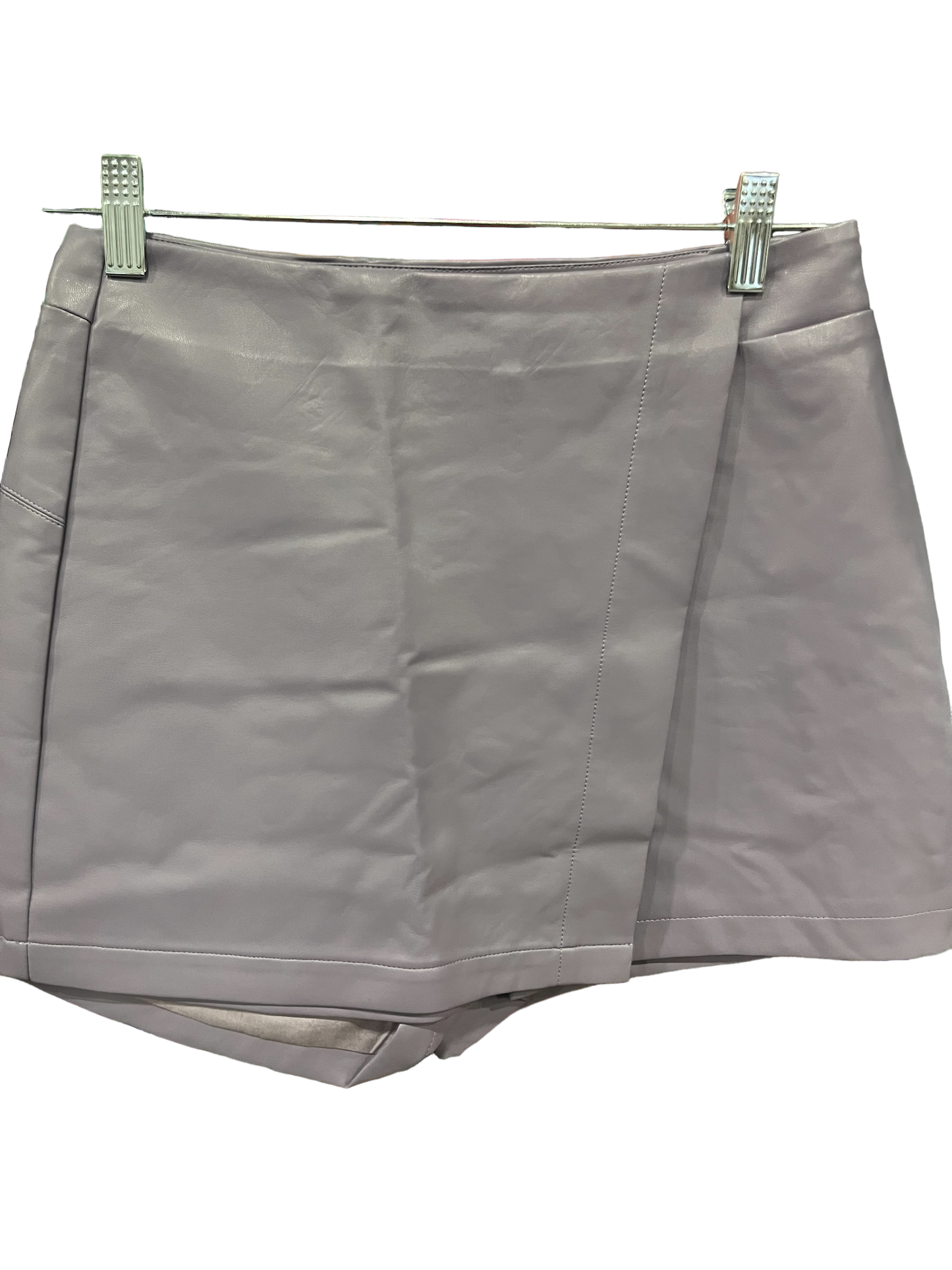 Soft Faux Leather Asymistic Line Skort