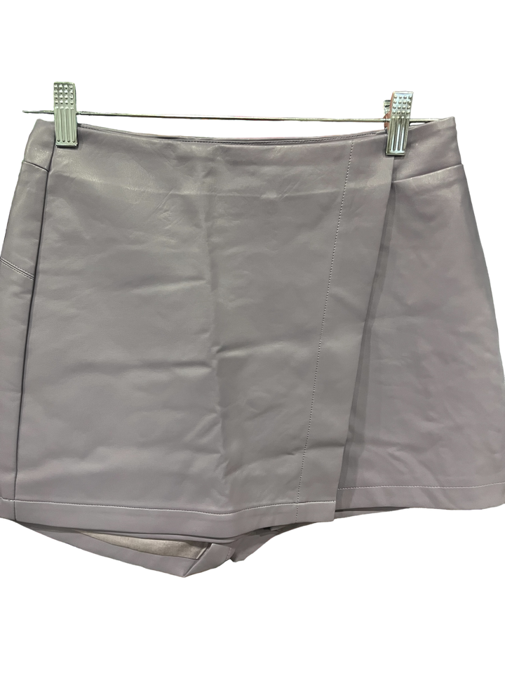 Soft Faux Leather Asymistic Line Skort