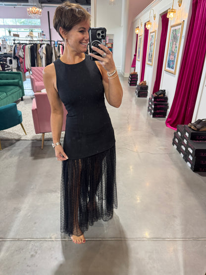 MESH POLKDA DOT SKIRT  LONG DRESS