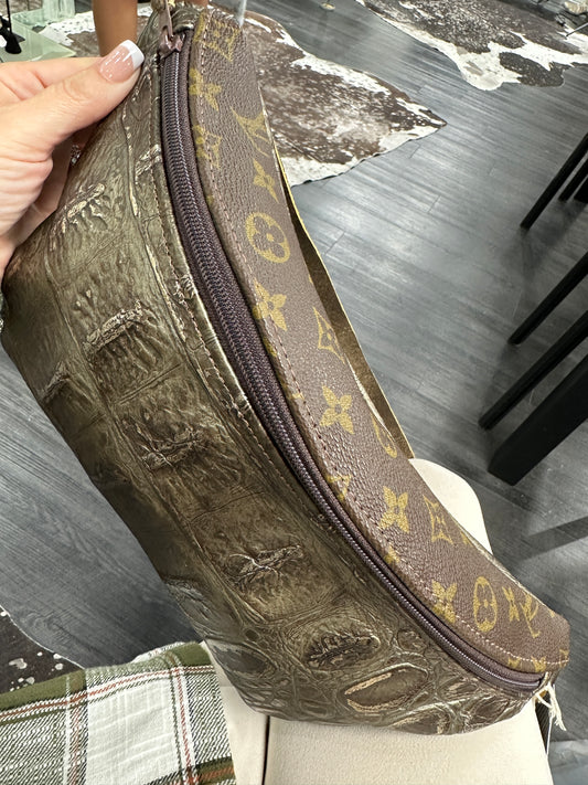 Bronze Croc LV Top Bum Bag