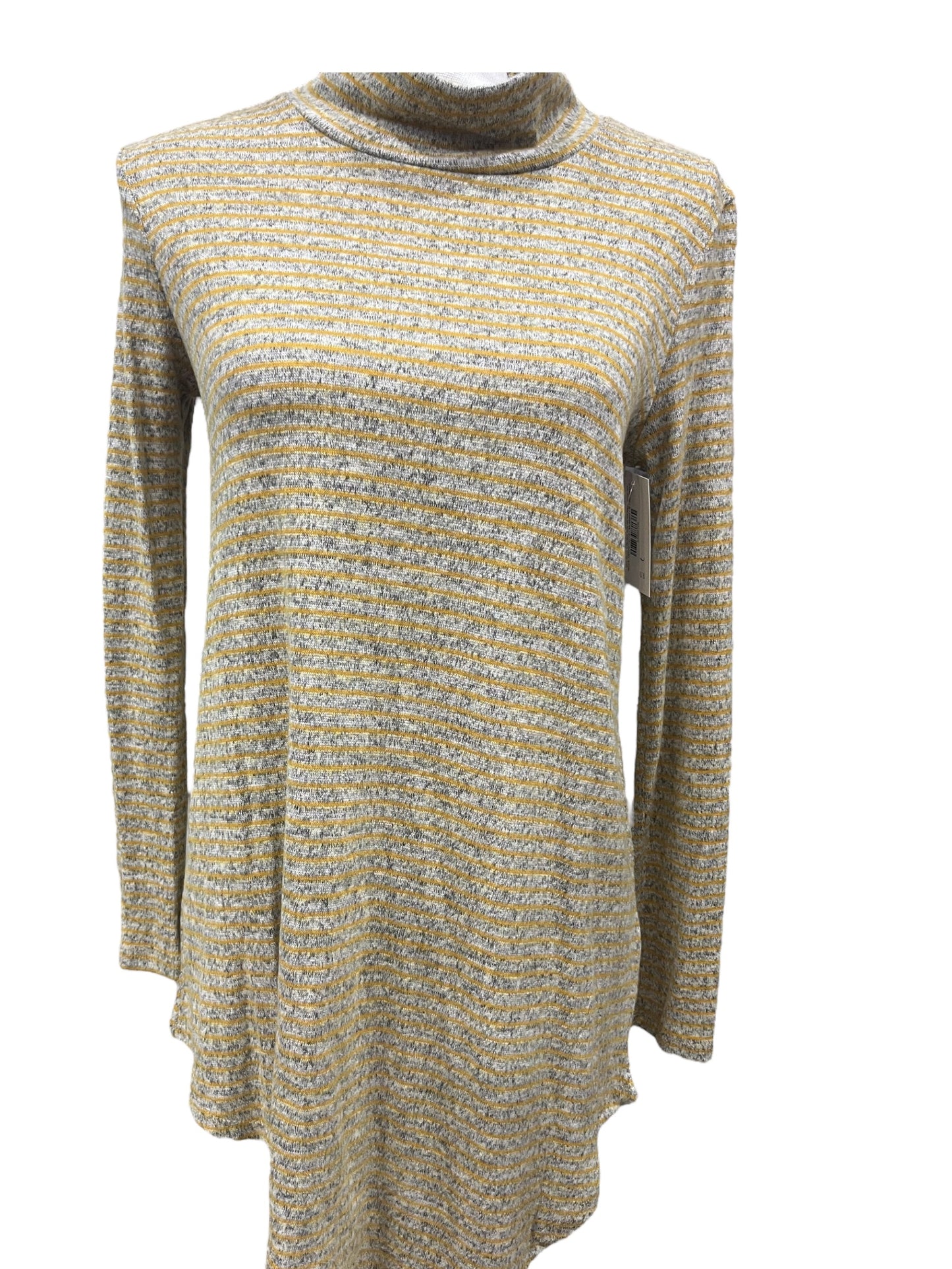 Long Sleeve Turtle Neck Tunic Top with Asymmetrical Hem