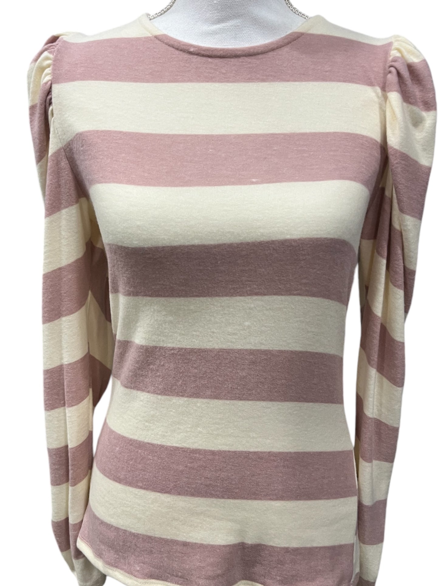 Striped Puff Shoulder Long Sleeve Top