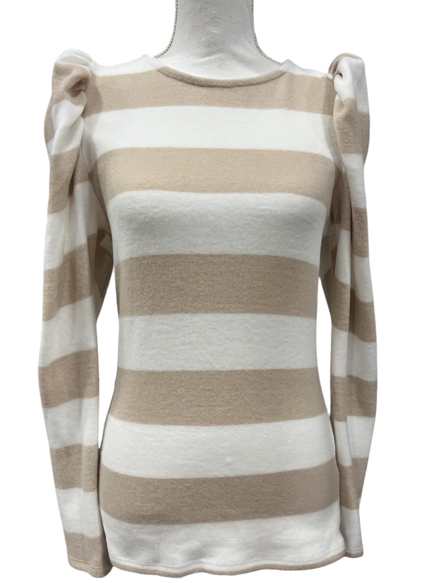 Striped Puff Shoulder Long Sleeve Top