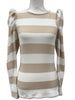 Striped Puff Shoulder Long Sleeve Top