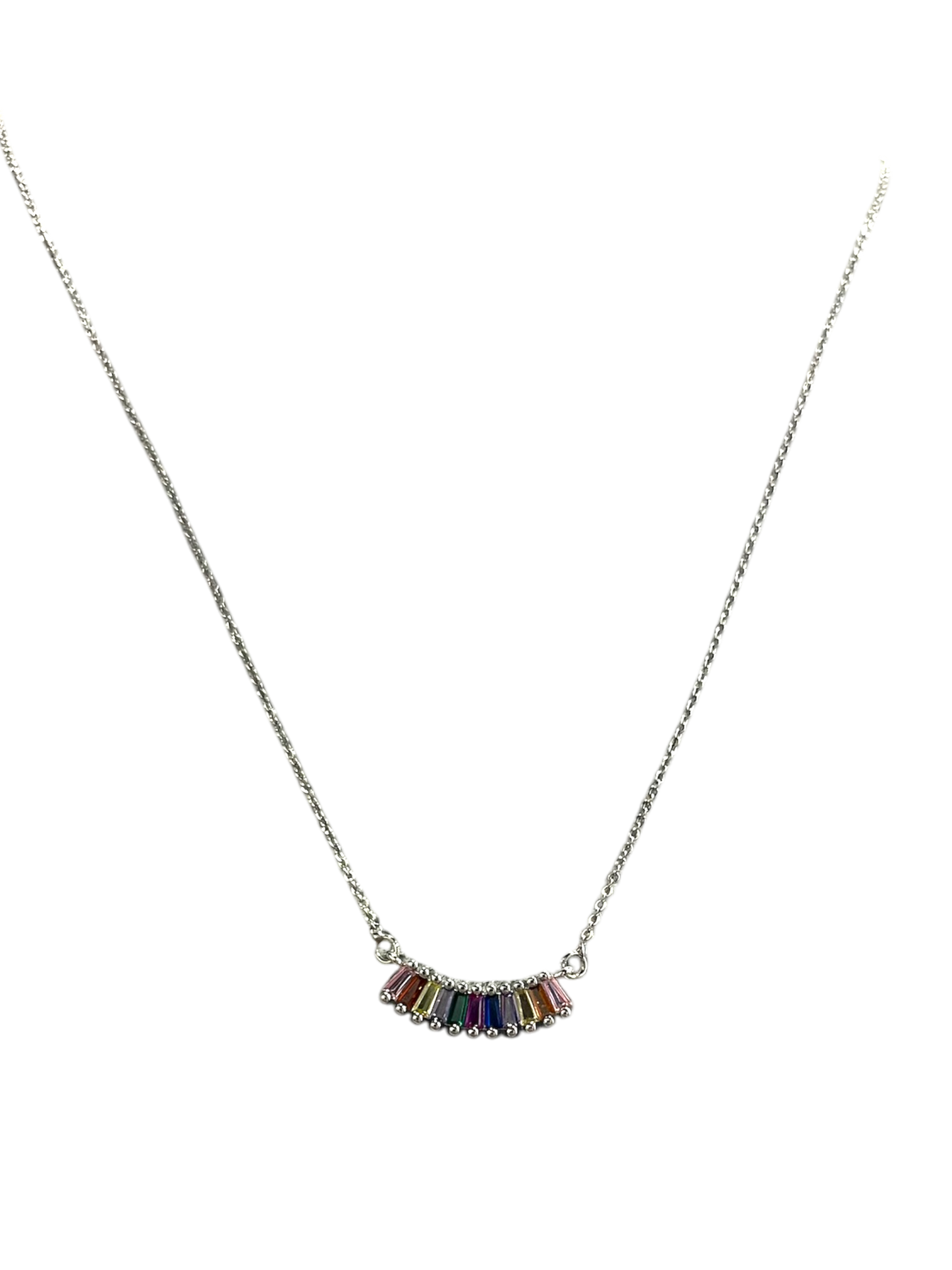 BB Lila Posey Baguette Center Silver Necklace