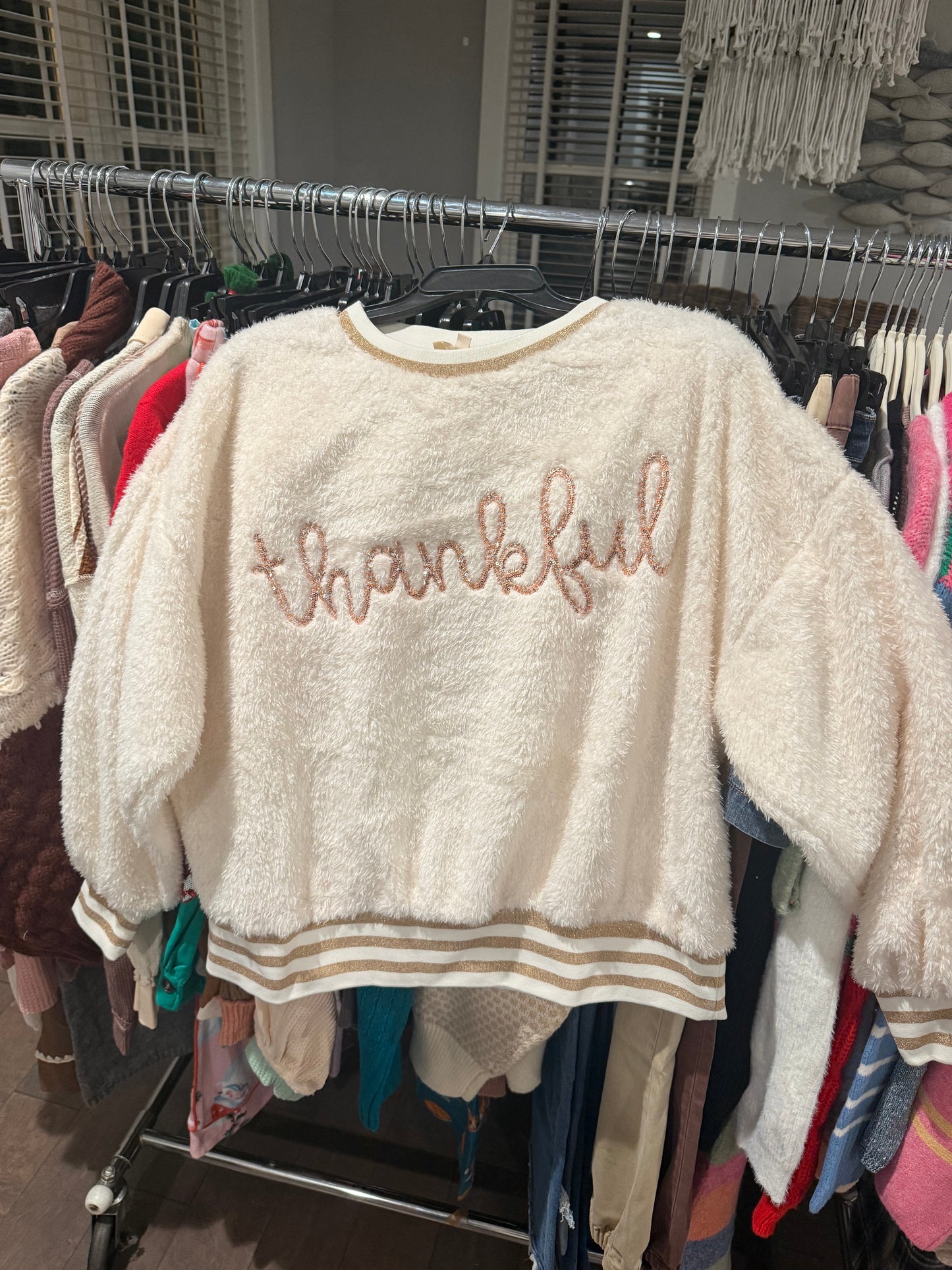 "Thankful" Sequin Sweatshirt