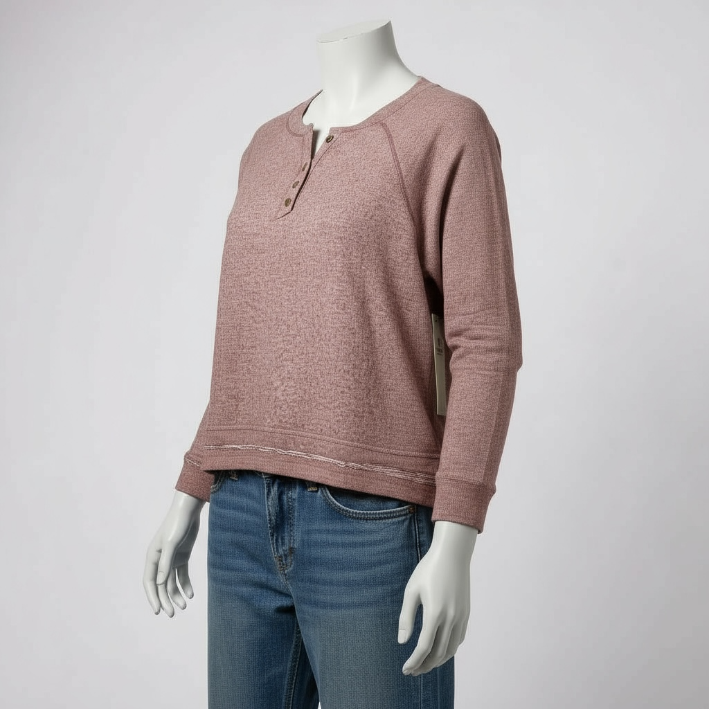 Long Sleeve Henley Style Top