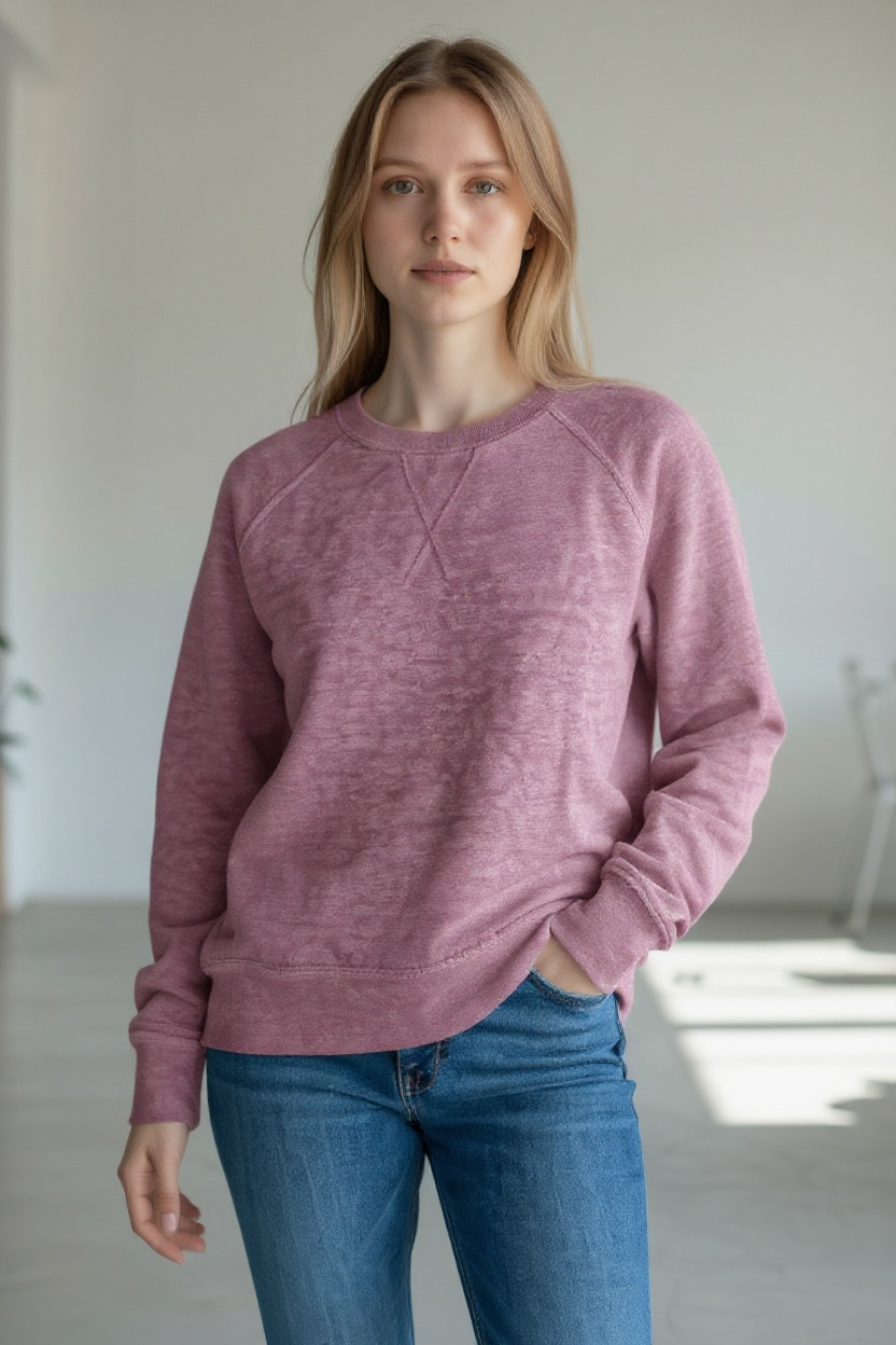 Long Sleeve Burned Out Crewneck Sweater