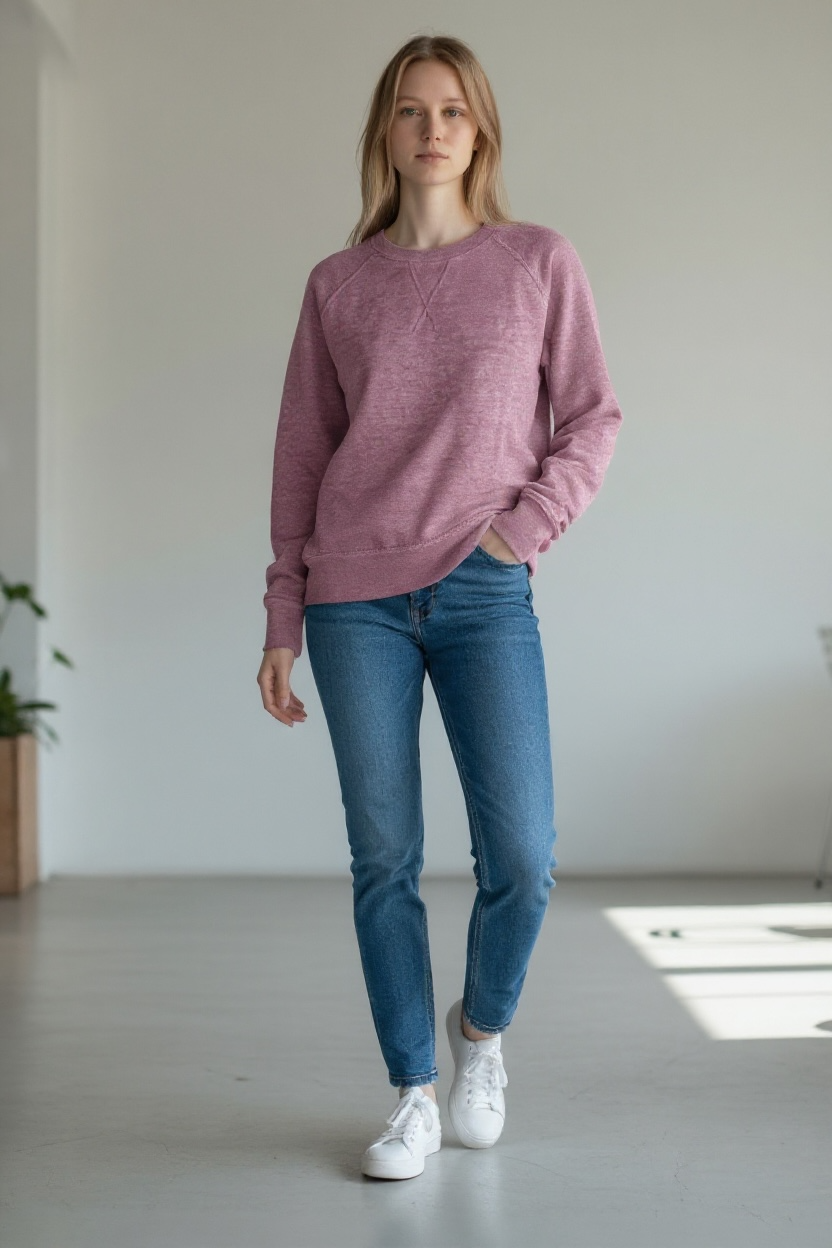 Long Sleeve Burned Out Crewneck Sweater