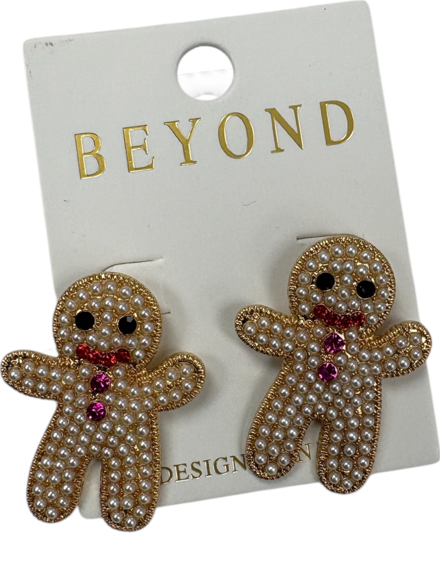 Pearl and Rhinestone Gingerbread Earrings