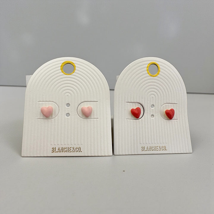 Tiny Enamel Heart Stud Earrings