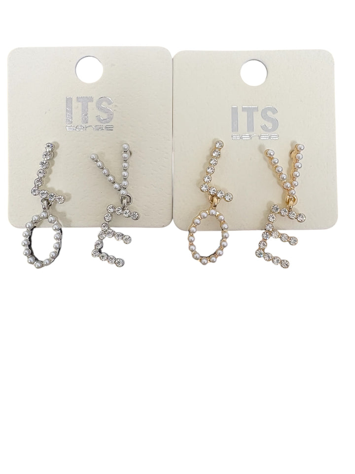 LO-VE Diamond and Pearl Accent Dangle Earrings