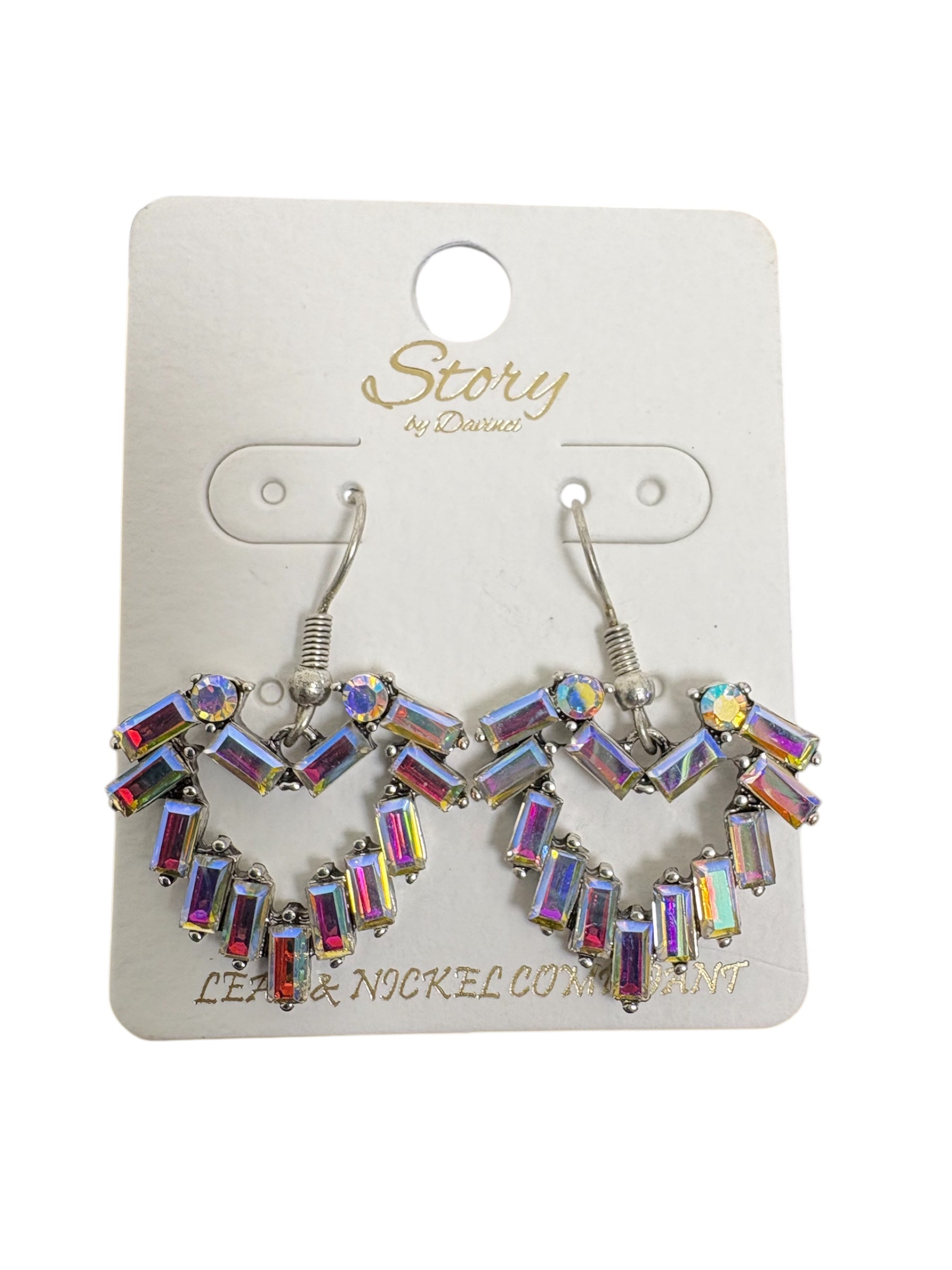 Iradescent Heart Dangle Earrings