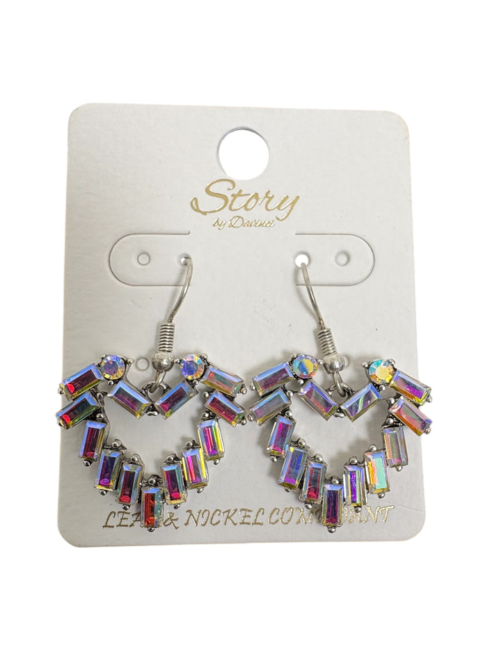 Iradescent Heart Dangle Earrings