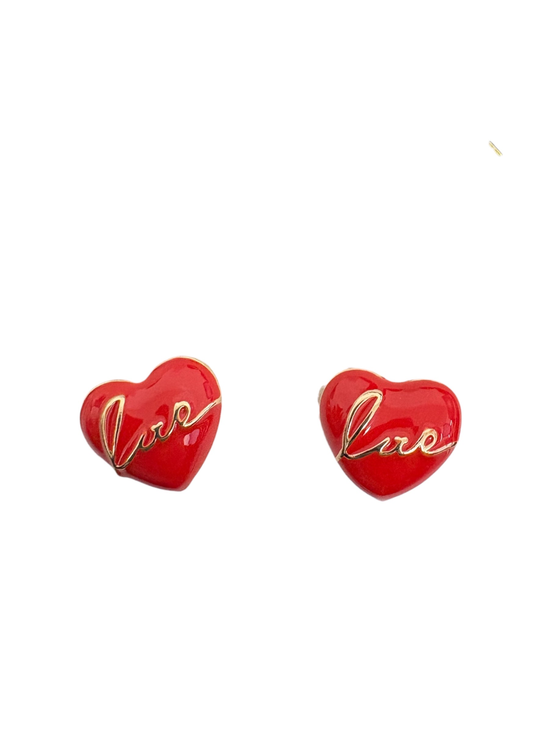Enamel Red Heart LOVE Post Earrings