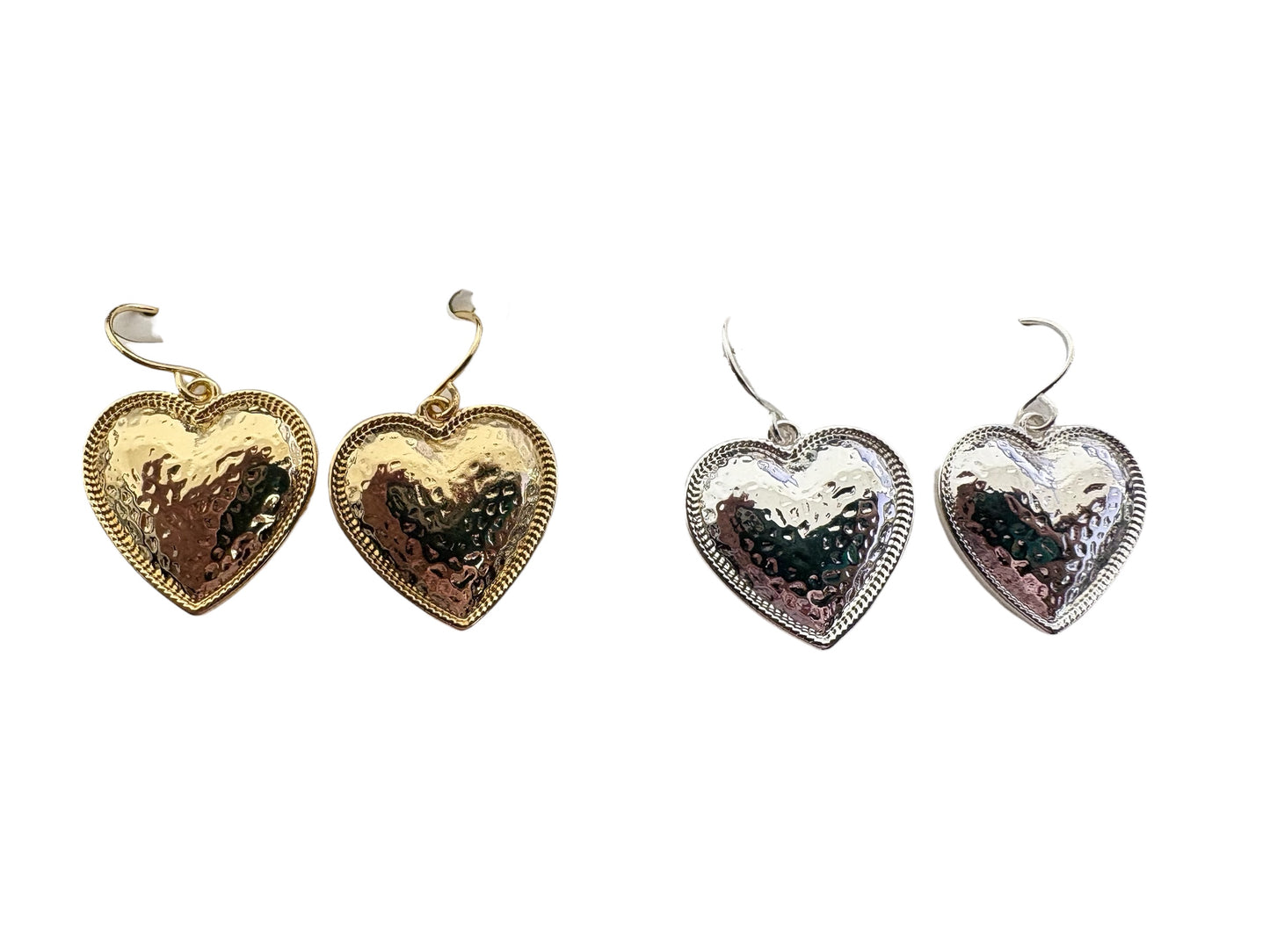 Hammered Heart Dangle Earrings
