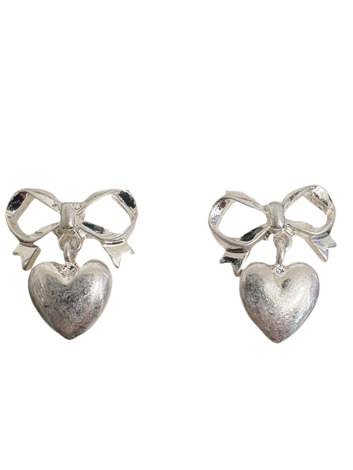 Bow Heart Dangle Earrings