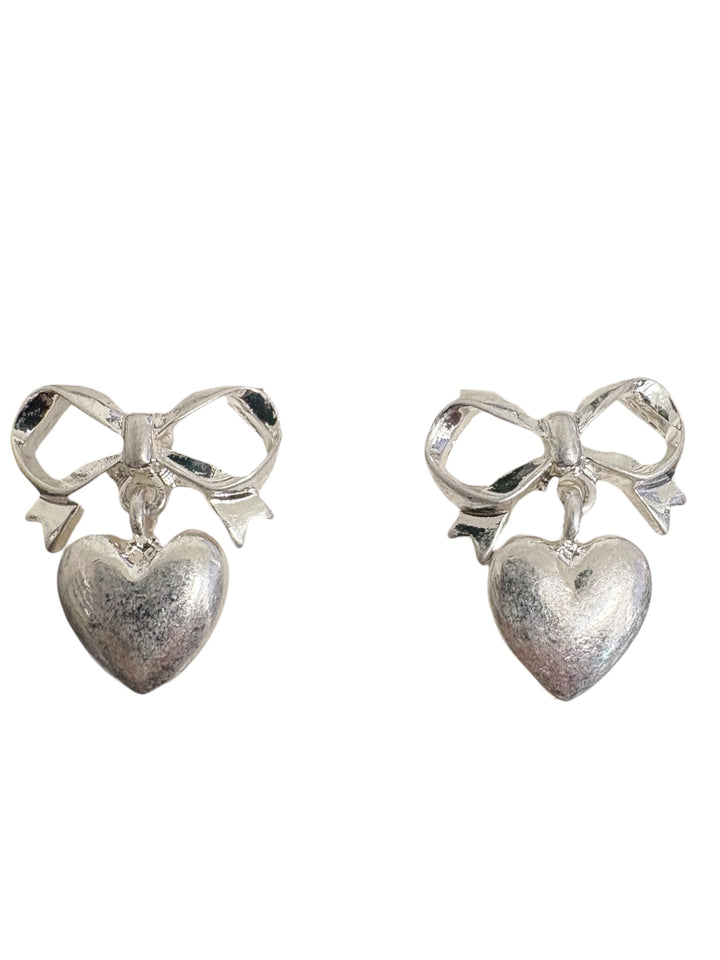 Bow Heart Dangle Earrings