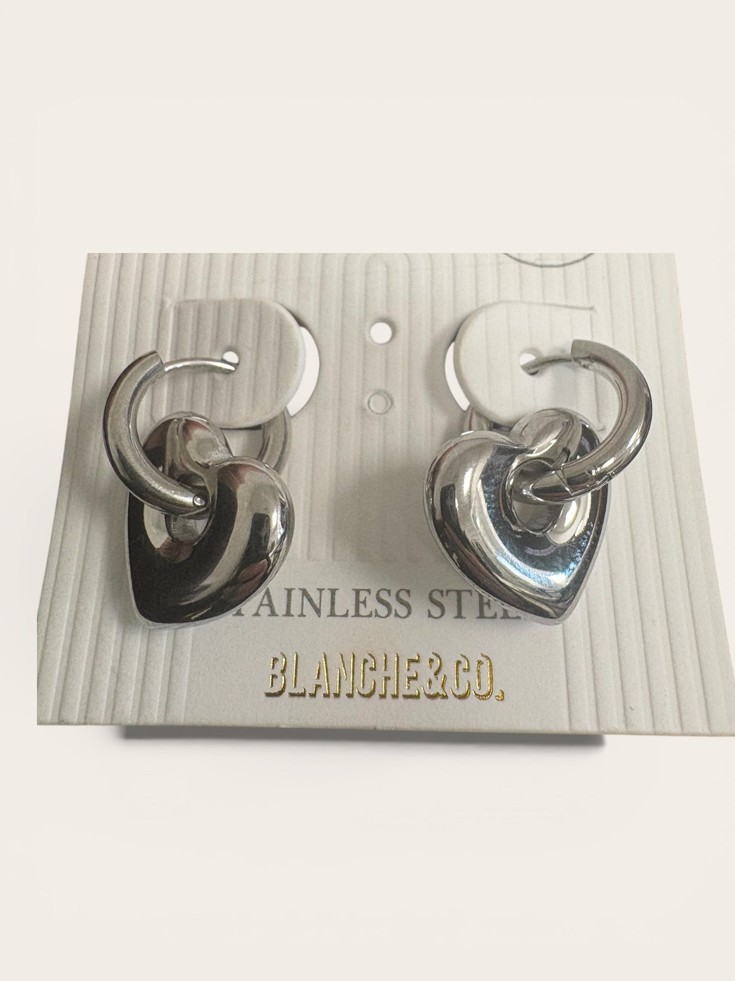 Silver Heart Dangle Earrings