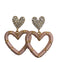 Diamond Hearts with Pink Hanging Hearts Earrings