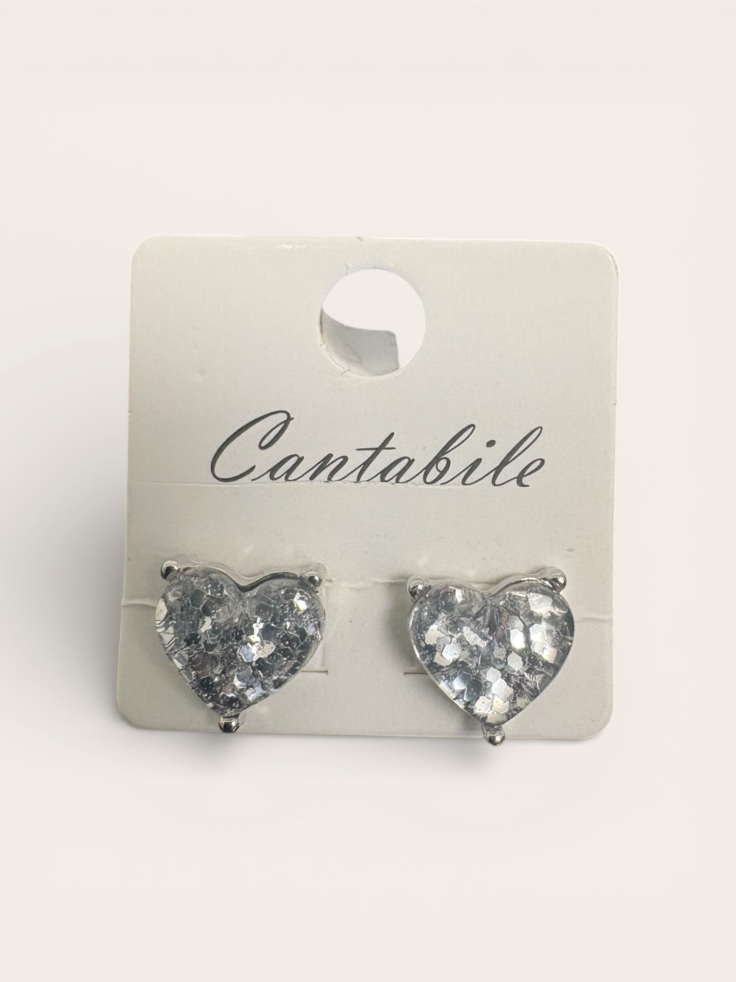 Clear Stone Heart Stud Earrings